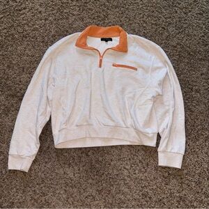 L.A. Hearts | Cream & Orange Quarter-Zip Pullover